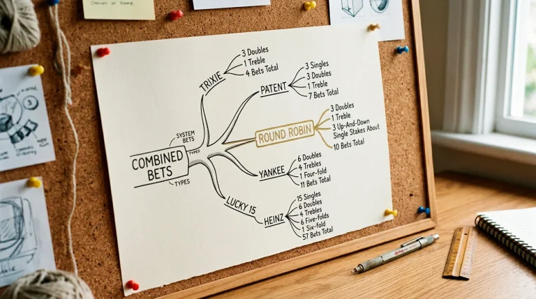 Family tree diagram of full cover bets from Trixie to Heinz with round robin highlighted