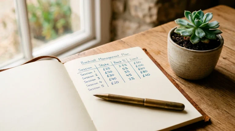 Notebook with bankroll management plan for round robin betting