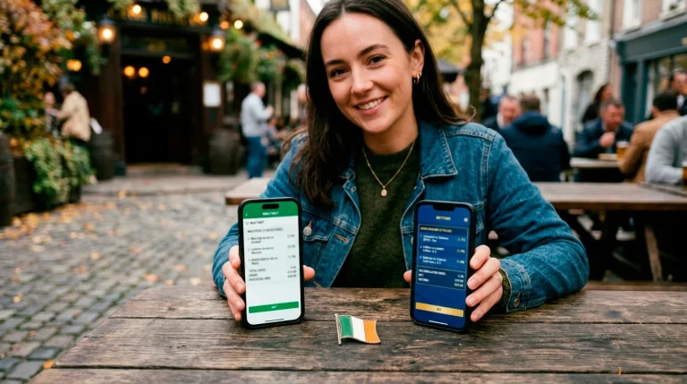 Two smartphones side by side showing bookmaker apps for round robin bets