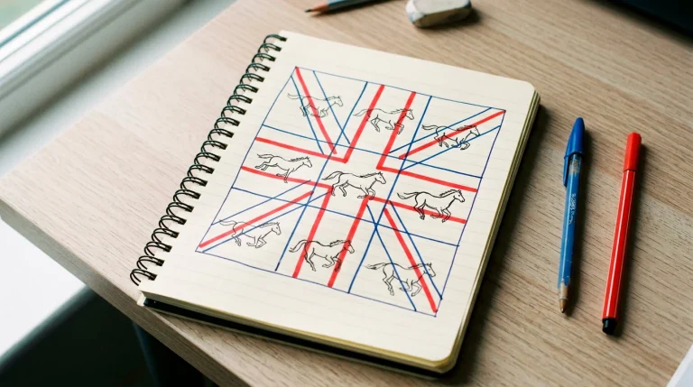 3x3 grid diagram representing the Union Jack round robin bet structure